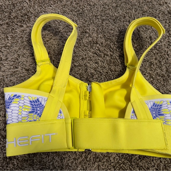 SHEFIT Flex Sports Bra Charged Yellow Floral Medium Impact XS - Picture 2 of 5